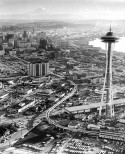1.	This overview of Seattle and the newly constructed Space Needle was taken in April 1962. The Space Needle was built for the 1962 World's Fair and is the most popular tourist attraction in Seattle.